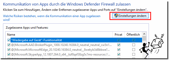 Defender Firewall Einstellungen ändern!